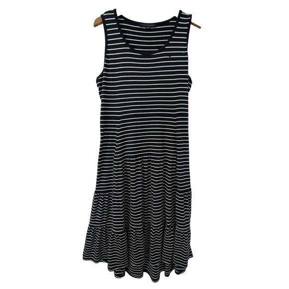 Tommy Hilfiger Dresses & Skirts - Tommy Hilfiger Maxi Dress Womens L Blue White Stripe Stretch Beach Vaca Nautical
